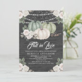 Invitation Sage Green Citrouille Floral Automne Fête des mari (Debout devant)