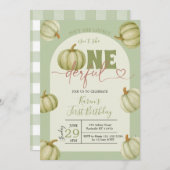 Invitation Sage Green Citrouille Onederday 1er anniversaire (Devant / Derrière)