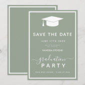 Invitation Sage Green Classic Graduation Enregistrer la date (Devant / Derrière)
