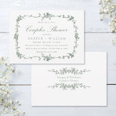 Invitation Sage Green Classique Floral Français Mariage Coupl