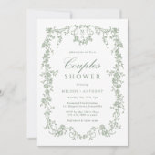 Invitation Sage Green Classique Français Floral Couples Douch (Devant)