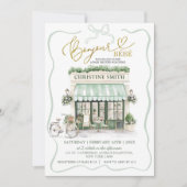 Invitation Sage Green Coquette Bow Café parisien Baby shower (Devant)