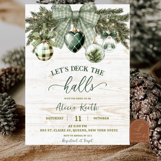 Invitation Sage Green Coquette Rustic Winter Bridal Shower