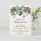 Invitation Sage Green Country Rustic Winter Baby Shower (Debout devant)