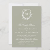 Invitation Sage Green couples de monogramme floral figues bla (Devant)