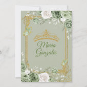 Invitation Sage Green Couronne Or Mis Quince 15 Robes Anos (Dos)