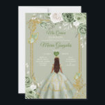 Invitation Sage Green Couronne Or Mis Quince 15 Robes Anos<br><div class="desc">Quinceañera Sage Green Gold Crown Robes Invitation Mis Quince 15 Anos,  16e Anniversaire.</div>