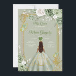 Invitation Sage Green Couronne Or Mis Quince 15 Robes Anos<br><div class="desc">Quinceañera Sage Green Gold Crown Robes Invitation Mis Quince 15 Anos,  16e Anniversaire.</div>