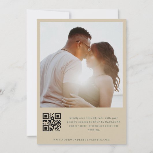 Invitation Sage Green & Cream Bold Typographie QR Code Mariag (Dos)