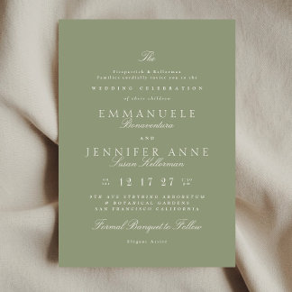Invitation Sage Green Cream Elegant Calligraphy The Wedding
