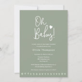 Invitation Sage Green Custom Oh Baby shower Genre Neutre (Devant)