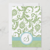 Invitation Sage Green Damask et Aqua Mariage damassé Invitati (Dos)