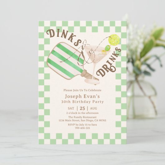 Invitation Sage Green Dinks & Boissons Pickleball Anniversair (Debout devant)