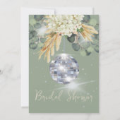 Invitation Sage Green Disco Ball Fête des mariées Florale (Dos)