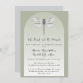 Invitation Sage Green Dragonfly Dîner de répétition Mariage (Devant / Derrière)