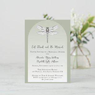 Invitation Sage Green Dragonfly Dîner de répétition Mariage