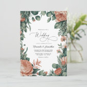 Invitation Sage Green & Dusty Peach Watercolor Floral Wedding (Debout devant)