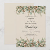 Invitation Sage Green Earthy Eucalyptus Wedding (Devant / Derrière)