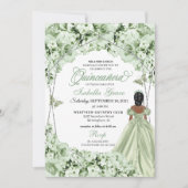 Invitation Sage Green Elegant Floral Quinceanera (Devant)