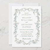 Invitation Sage Green Elegant French Floral Wedding  (Devant)