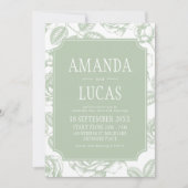 Invitation Sage Green Elegant Mariage de la Chinoiserie (Devant)