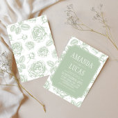 Invitation Sage Green Elegant Mariage de la Chinoiserie