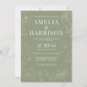 Invitation Sage Green Elegant Mariage Floral (Devant)