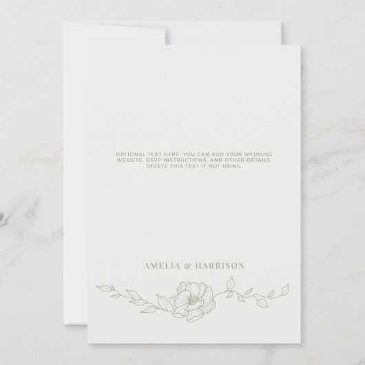 Invitation Sage Green Elegant Mariage Floral (Dos)