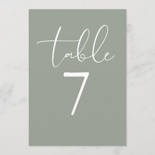 Invitation Sage Green Elegant Modern Script Table Number (Dos)