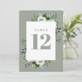 Invitation Sage Green Elegant Pays Floral Numéro de tableau (Debout devant)