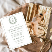 Invitation Sage Green Elegant Poirier Mariage Monogramme