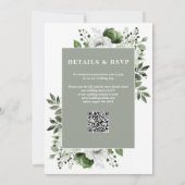 Invitation Sage Green Elegant Rustique Floral Code QR Mariage (Dos)