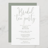 Invitation Sage Green Élégant Script Bridal Tea Party Douche (Devant / Derrière)