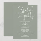 Invitation Sage Green Élégant Script Bridal Tea Party Douche (Devant / Derrière)