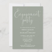 Invitation Sage Green Elegant Script Engagement Party (Devant)
