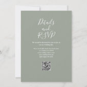 Invitation Sage Green Elegant Script QR Code Mariage (Dos)