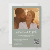 Invitation Sage Green Élégant Script QR Code Mariage photo (Dos)