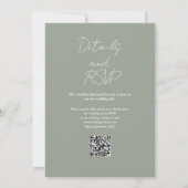 Invitation Sage Green Elegant String Lights QR Code Mariage (Dos)