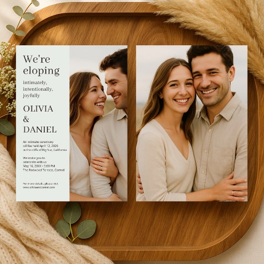 Invitation Sage Green Elopement Minimal Photo