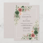 Invitation Sage Green Enthralling Succulent Wedding (Devant / Derrière)