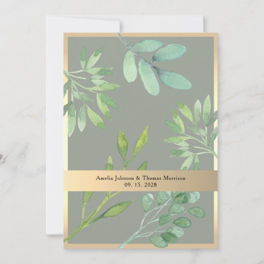 Invitation Sage Green et Eucalyptus Mariage (Dos)