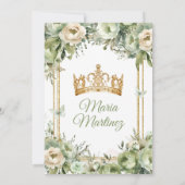 Invitation Sage Green et ivoire Floral Princesse Quinceañera (Dos)