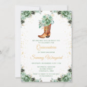 Invitation Sage Green et or Floral Cowboy Boot Quinceañera (Devant)