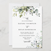 Invitation Sage Green Eucalyptus Feuille Mariage QR Code Phot (Devant)