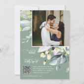Invitation Sage Green Eucalyptus Feuille Mariage QR Code Phot (Dos)