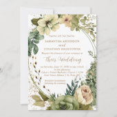 Invitation Sage Green Eucalyptus Floral Rustic Wedding | (Devant)