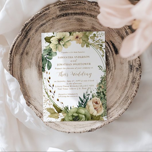 Invitation Sage Green Eucalyptus Floral Rustic Wedding |