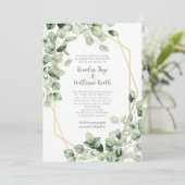 Invitation Sage Green Eucalyptus Gold Geometric Wedding (Debout devant)