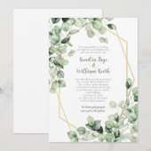 Invitation Sage Green Eucalyptus Gold Geometric Wedding (Devant / Derrière)