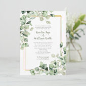 Invitation Sage Green Eucalyptus Leaves Gold Frame Wedding (Debout devant)